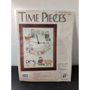 Counted Cross Stitch Wall Clock-9 x12" Time Pieces Little Moments New old stock